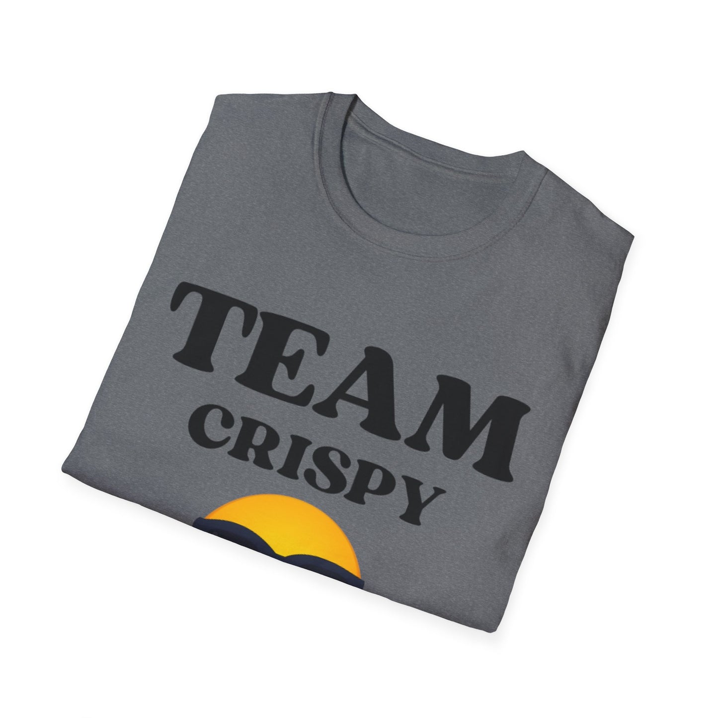 Retro Team Crispy T-Shirt, Fun Unisex Tee for Friends, Casual Summer Shirt, Gift for Team Spirit, Emoji Graphics