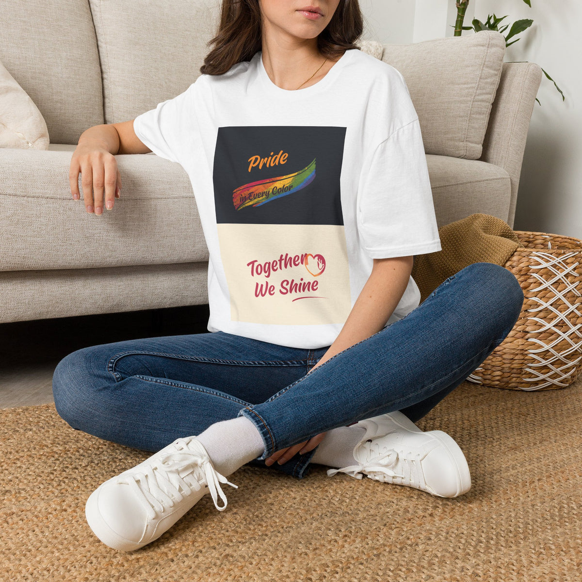 Pride Rainbow Brushstroke Together We Shine T-Shirt | LGBTQ+ Pride Tee