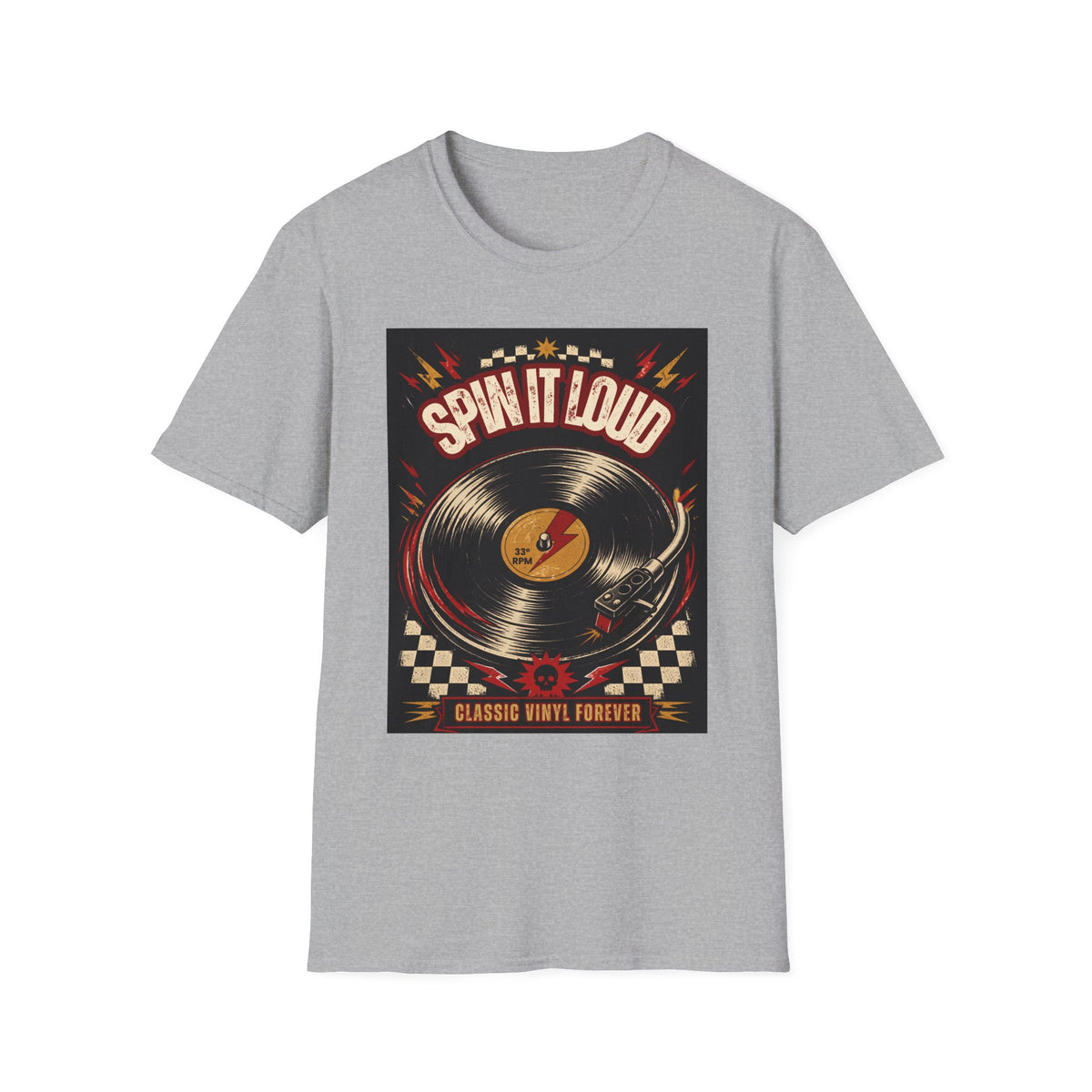 Spin It Loud Vinyl Record T-Shirt | Retro Music Graphic Tee