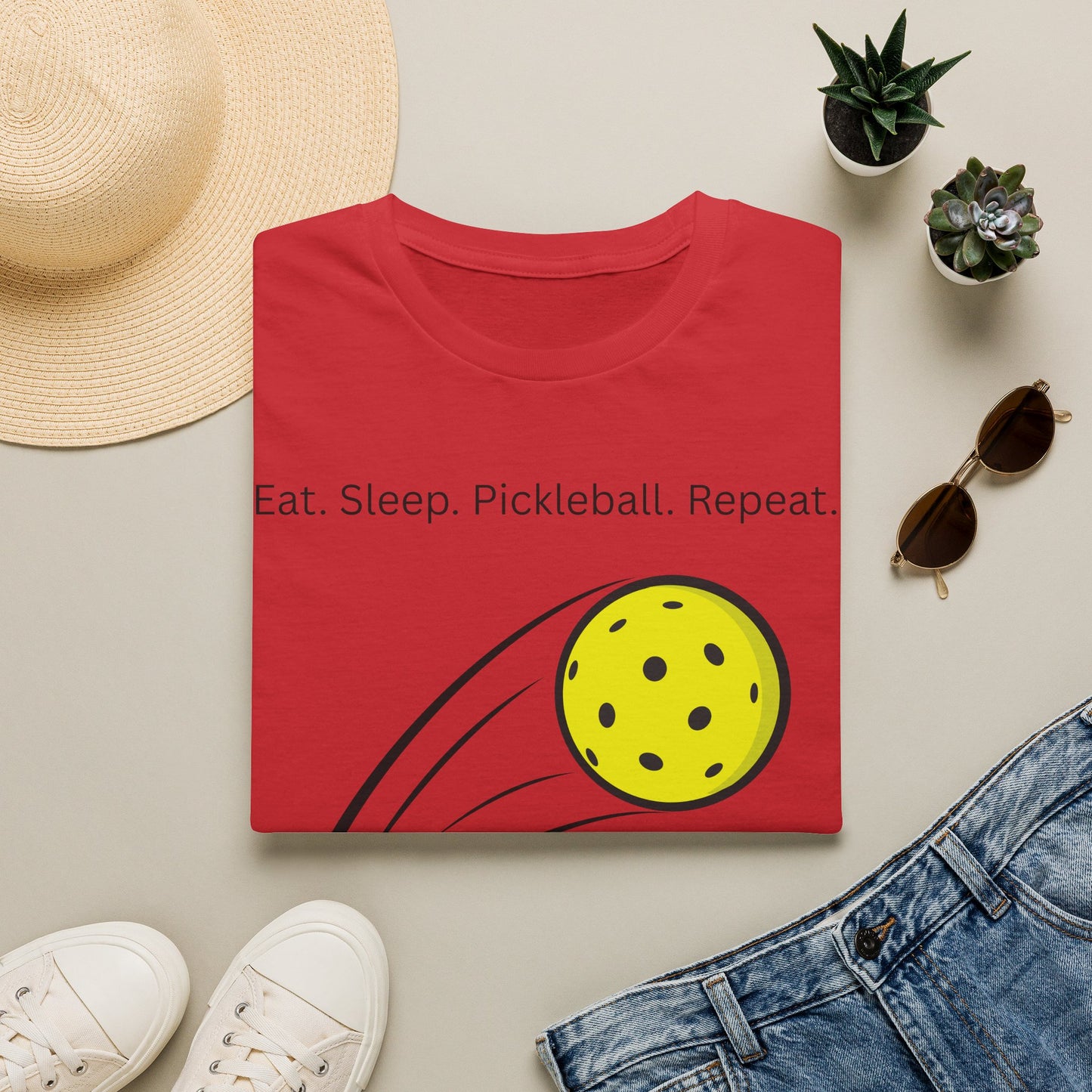 Eat. Sleep. Pickleball. Repeat. T-Shirt | Pickleball Ball Graphic Tee