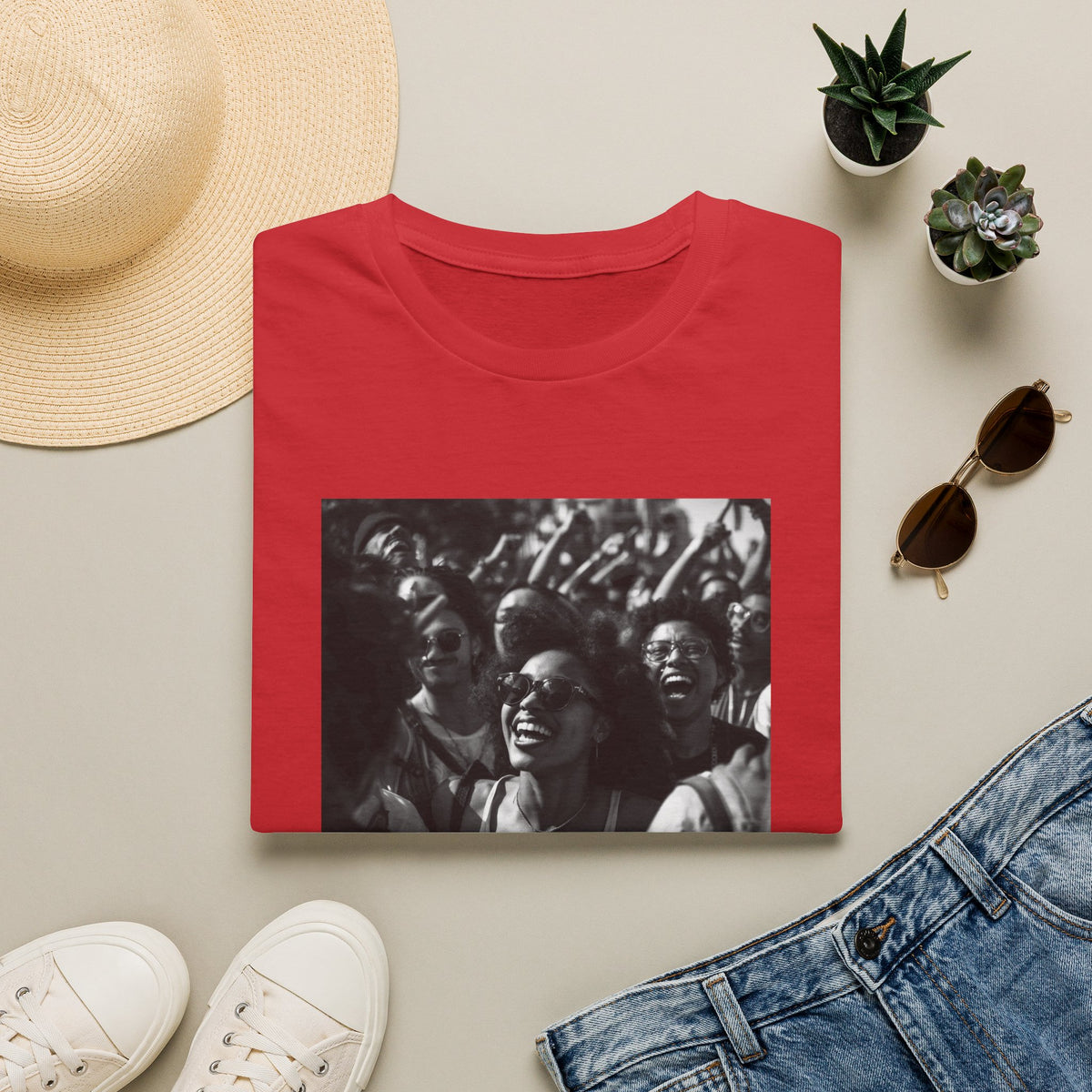 Celebrate Love T-Shirt | Black and White Crowd Photo, Yellow Text